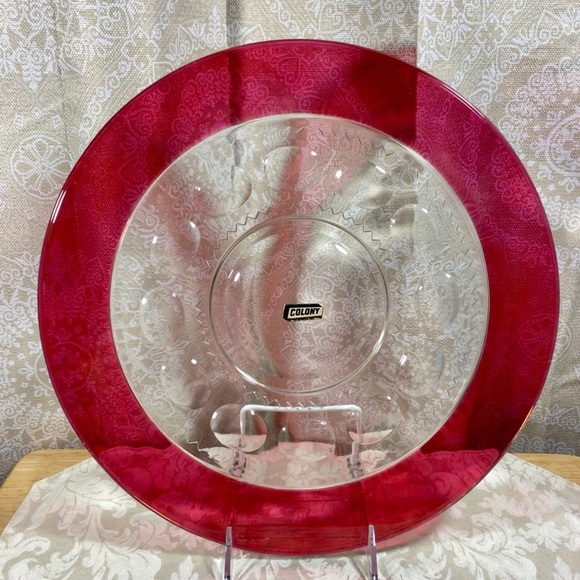 Vintage Colony Red Thumbprint Glass 13” Platter - Picture 1 of 5